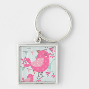 Birds, Dogs, Banners, Flowers Keychain