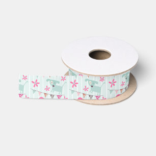 Birds, Dogs, Banners, Flowers Satin Ribbon