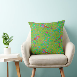 Birds Doing Brunch in Spring Throw Pillow