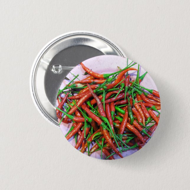 Bird's Eye Chili Peppers 2 Inch Round Button (Front & Back)