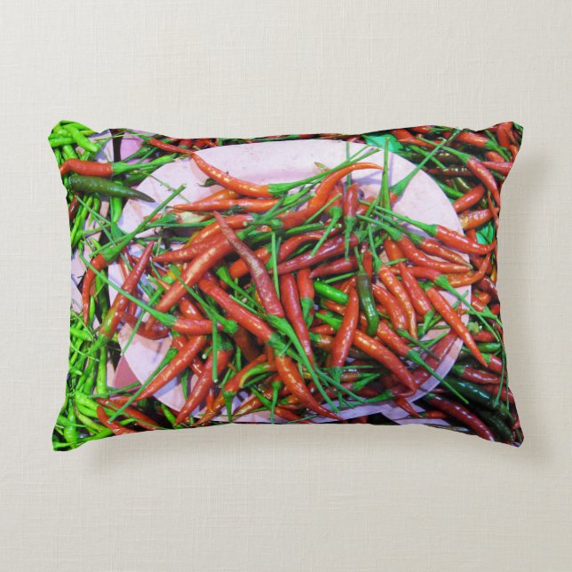 Bird's Eye Chili Peppers Accent Pillow (Front)