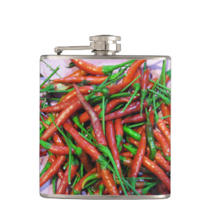 Bird's Eye Chili Peppers Hip Flask