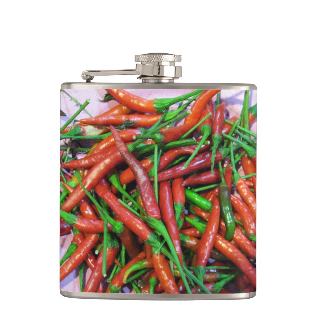 Bird's Eye Chili Peppers Hip Flask (Front)