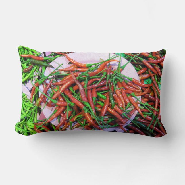 Bird's Eye Chili Peppers Lumbar Pillow (Front)