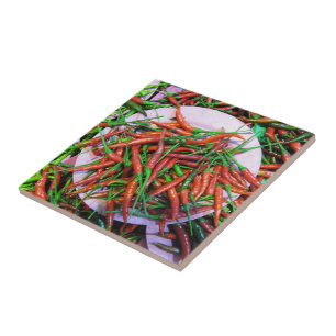 Bird's Eye Chili Peppers Tile