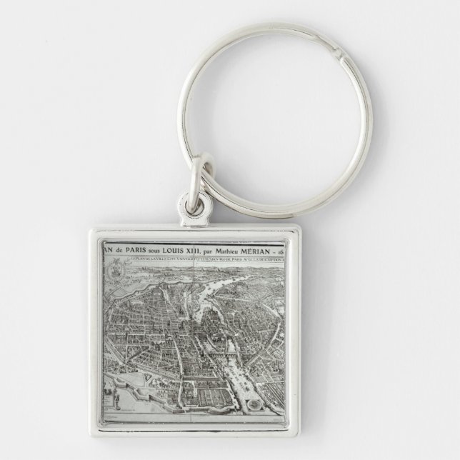 Bird's Eye Plan of Paris, 1615 Keychain (Front)