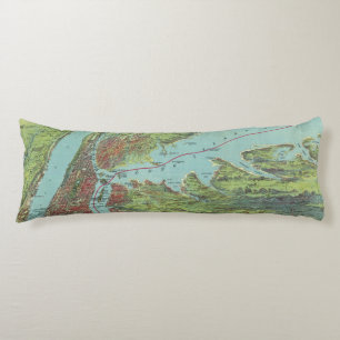 Birds Eye View Map Of New York And Vicinity Body Pillow