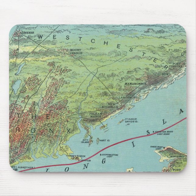 Birds Eye View Map Of New York And Vicinity Mouse Pad (Front)