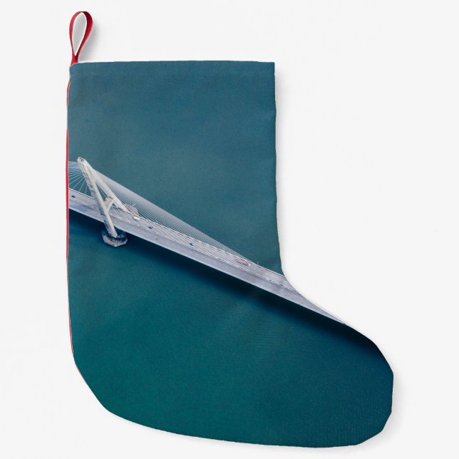 BIRDS EYE VIEW OF BRIDGE SMALL CHRISTMAS STOCKING (Front)