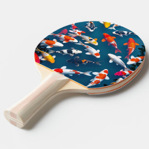 Bird's Eye View of Colorful Koi Fish Pond Ping Pong Paddle