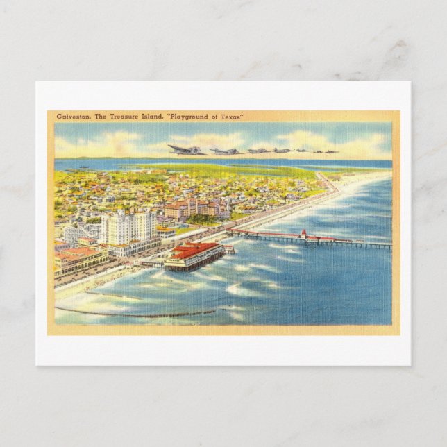 Bird's-Eye View of Galveston, Texas, Vintage Postcard (Front)
