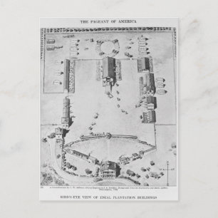 Bird's-eye view of ideal plantation buildings postcard