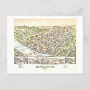 Bird's-Eye View of Lewisburgh, Pennsylvania, 1884 Postcard
