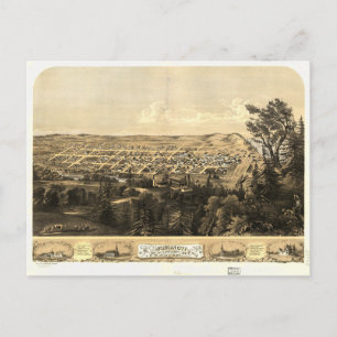 Bird's Eye View of Michigan City, Indiana (1869) Postcard