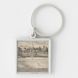 Bird's eye view of Muscatine City residences Keychain