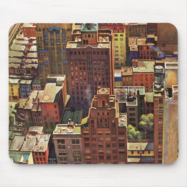 Bird's-Eye View of New York City by John Falter Mouse Pad (Front)