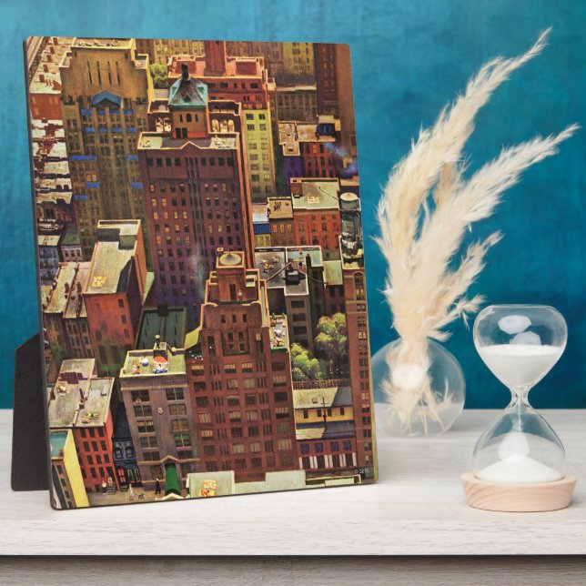 Bird's-Eye View of New York City by John Falter Plaque (Side)