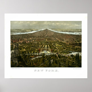 Bird's-eye view of New York with Central Park Poster