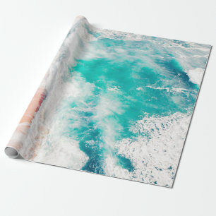 Bird's eye view of ocean waves wrapping paper