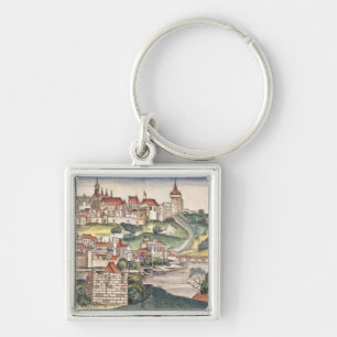 Bird's Eye View of Prague from the Nuremberg Chron Keychain