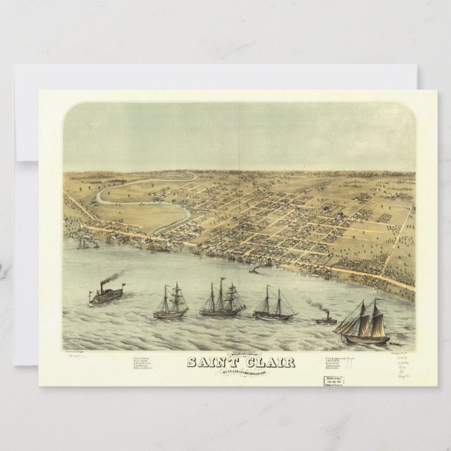 Bird's Eye View of Saint Clair, Michigan (1868) (Front)