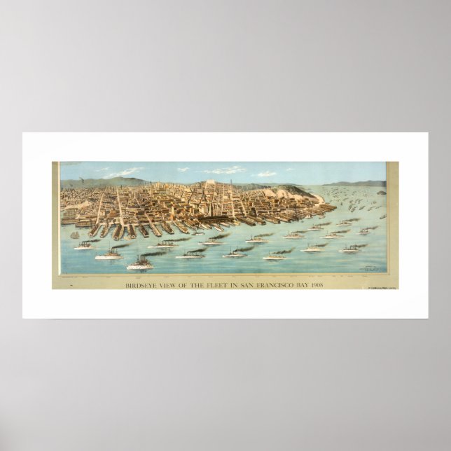 Bird's-eye View of the Fleet in San Francisco Bay, Poster (Front)