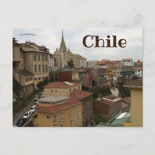 Bird's Eye View of Valparaiso Chile Postcard (Front)