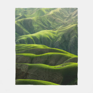 BIRD'S EYE VIEW PHOTOGRAPH OF GREEN MOUNTAINS FLEECE BLANKET
