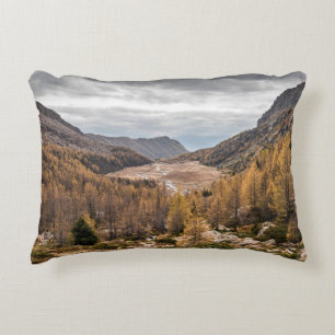BIRD'S EYE VIEW PHOTOGRAPHY OF TREES NEAR MOUNTAIN ACCENT PILLOW