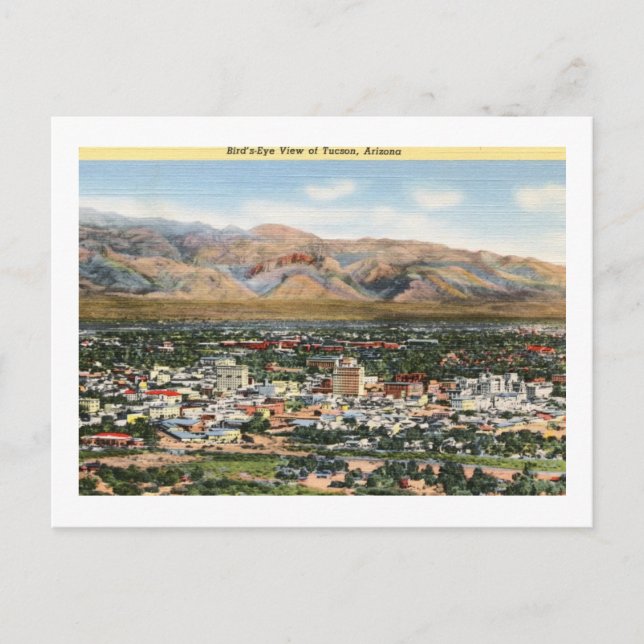 Bird's Eye View Tucson, Arizona Vintage Postcard (Front)