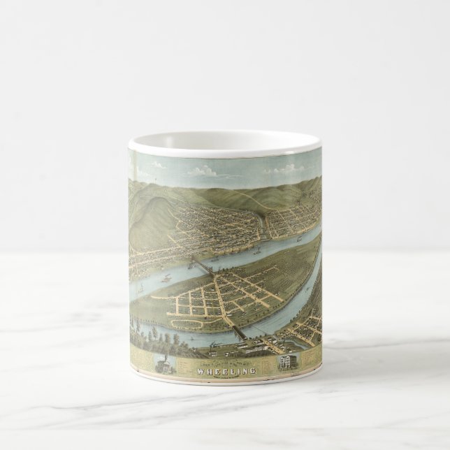 Bird's eye view Wheeling West Virginia (1870) Coffee Mug (Center)