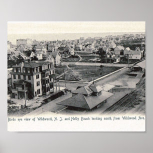 Bird's Eye View, Wildwood, New Jersey, Vintage Poster
