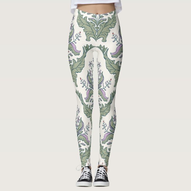 Birds Floral: Charming Seamless Pattern Leggings (Front)