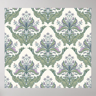 Birds Floral: Charming Seamless Pattern Poster