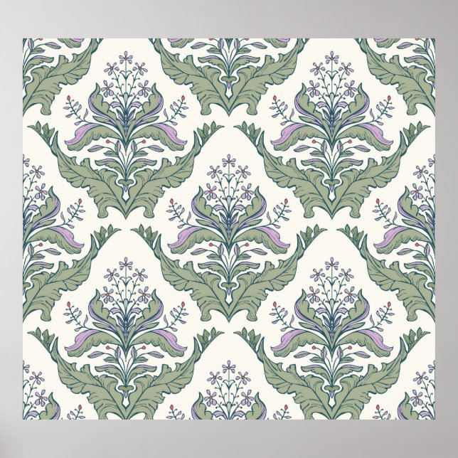 Birds Floral: Charming Seamless Pattern Poster (Front)