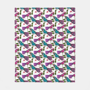 Birds floral seamless pattern Curtain Fleece Blanket