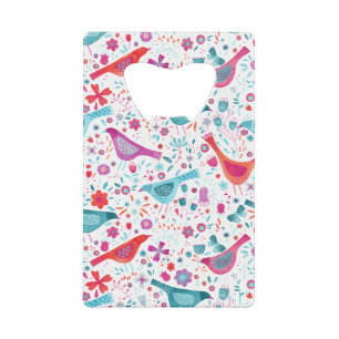 Birds Floral Watercolor Credit Card Bottle Opener