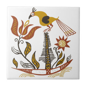 Birds & Flowers,American Country Folk Art Tile