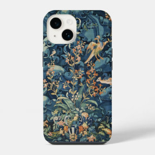 BIRDS ,FLOWERS AND CABBAGE LEAVES ,Blue iPhone 14 Case