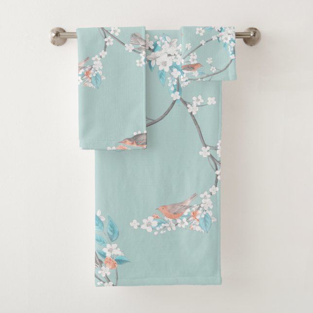 Birds & Flowers Bath Towel Set (Insitu)