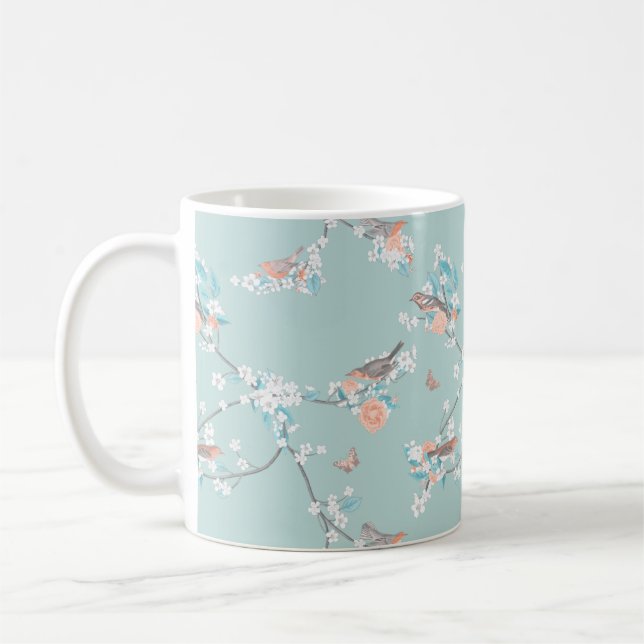 Birds & Flowers Coffee Mug (Left)