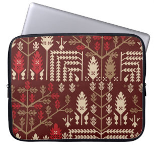 Birds Flowers Dark Blue Pattern Laptop Sleeve
