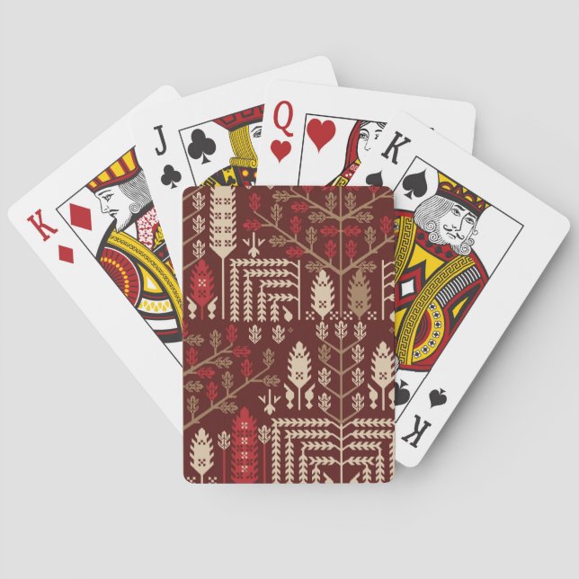 Birds Flowers Dark Blue Pattern Playing Cards (Back)