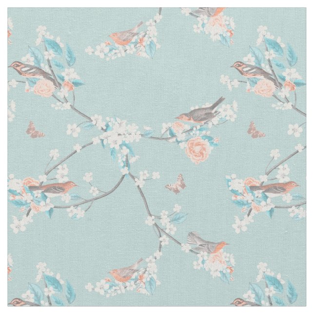 Birds & Flowers Fabric (Close Up)