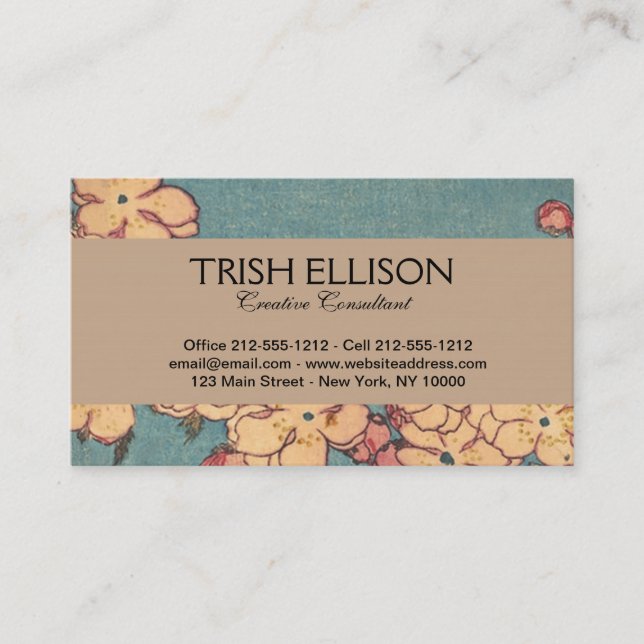 Birds Flowers Hokusai Japanese Art Business Card (Front)