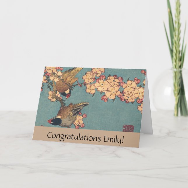 Birds Flowers Hokusai Japanese Art Card (Front)