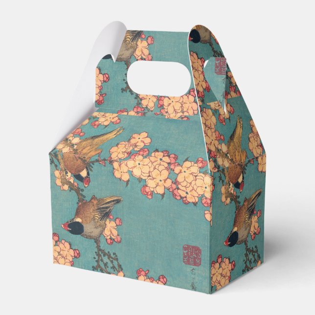 Birds Flowers Hokusai Japanese Art Favor Box (Front Side)