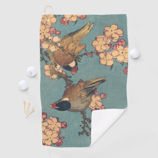 Birds Flowers Hokusai Japanese Art Golf Towel (InSitu)