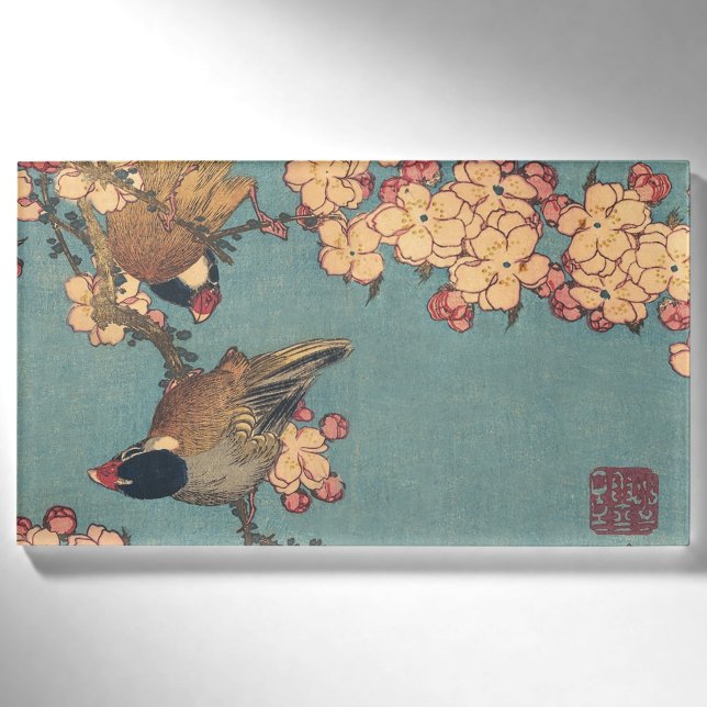 Birds Flowers Hokusai Japanese Art Name Tag (Front)
