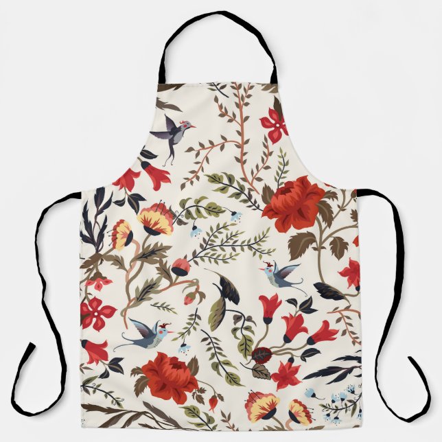 Birds & Flowers: Seamless Floral Design Apron (Front)
